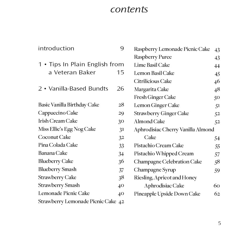 Chrysta Wilson's Kiss My Bundt Table of Contents